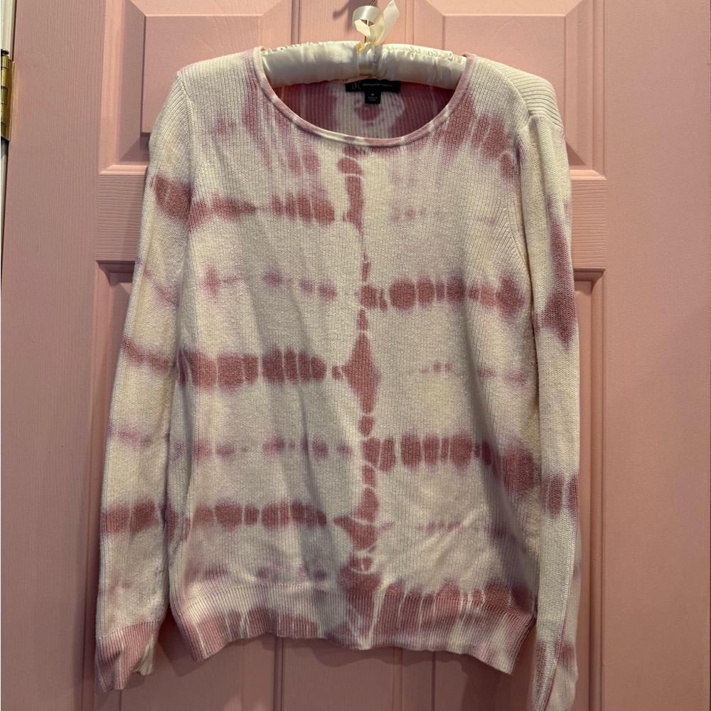 🩷INC Tie-Dye Pink and Cream Women's Sweater Cotton Long Sleeves size medium EUC